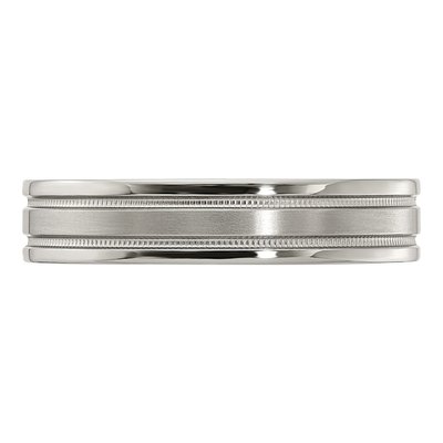 Men's Titanium 5mm Flat Milgrain Comfort-Fit Band – view 4