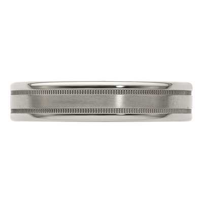 Men's Titanium 5mm Flat Milgrain Comfort-Fit Band – view 5