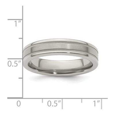 Men's Titanium 5mm Flat Milgrain Comfort-Fit Band – view 7