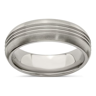 Titanium 7mm Grooved Wedding Band