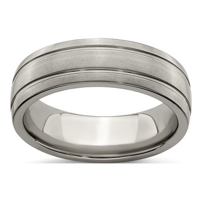 Men's Titanium 7mm Grooved Wedding Band