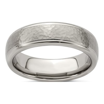 Titanium 7mm Hammered Wedding Band