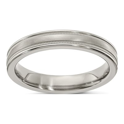 Men's Titanium 4mm Milgrain Comfort-Fit Band