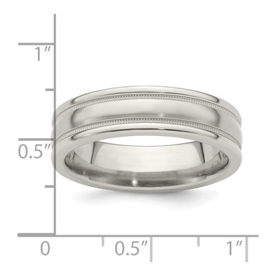 Titanium 6mm Tri-Dome Milgrain Comfort-Fit Band – view 7