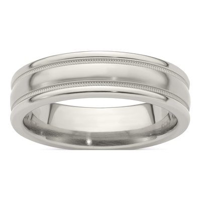 Titanium 6mm Tri-Dome Milgrain Comfort-Fit Band