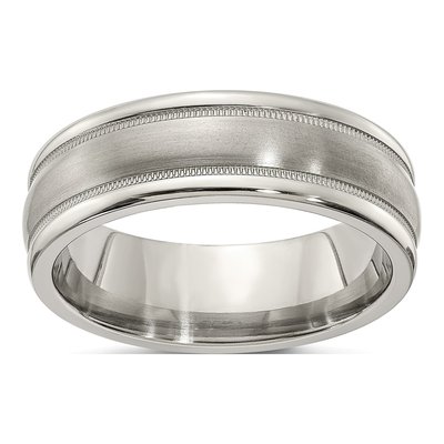 Titanium 7mm Tri Dome Milgrain Comfort-Fit Band