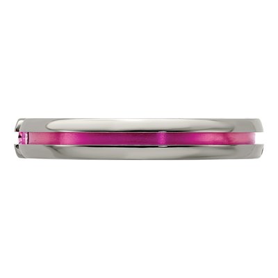 Titanium 4mm Pink Sapphire Grooved Wedding Band – view 3