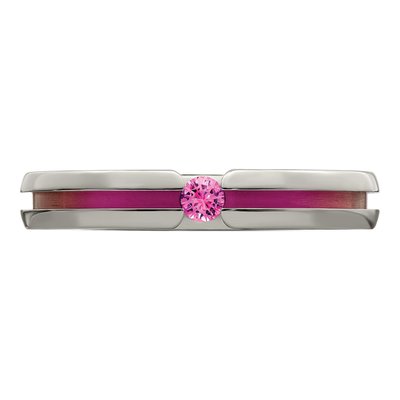 Titanium 4mm Pink Sapphire Grooved Wedding Band – view 4