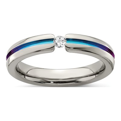 Titanium 4mm Sapphire Wedding Band