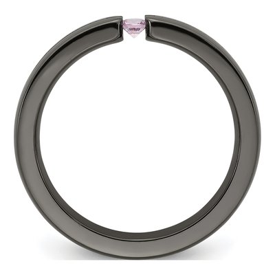 Titanium 4mm Black Pink Sapphire Wedding Band – view 3