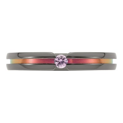Titanium 4mm Black Pink Sapphire Wedding Band – view 5