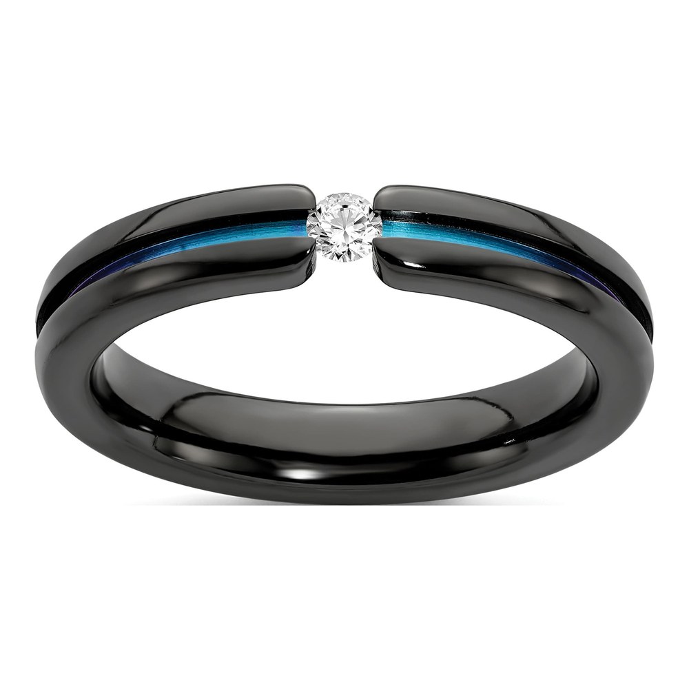 Edward Mirell Black Ti White Sapphire & Rainbow Anodized 4mm Band