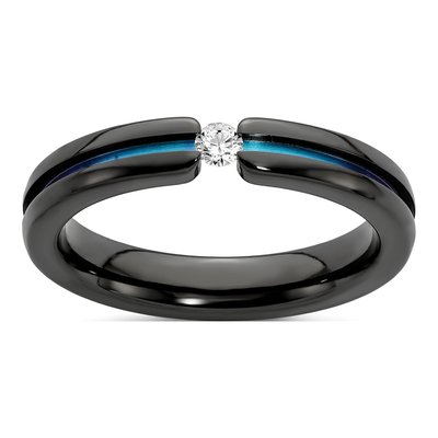 Titanium 4mm Black Sapphire Wedding Band