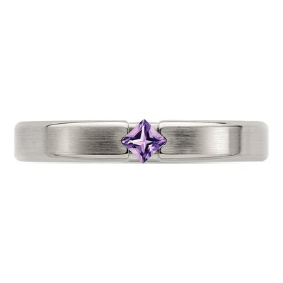 Titanium Amethyst Wedding Band – view 4