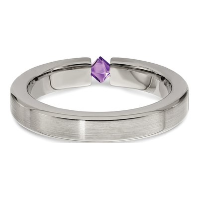 Titanium Amethyst Wedding Band – view 5