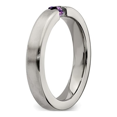 Titanium Amethyst Wedding Band – view 6