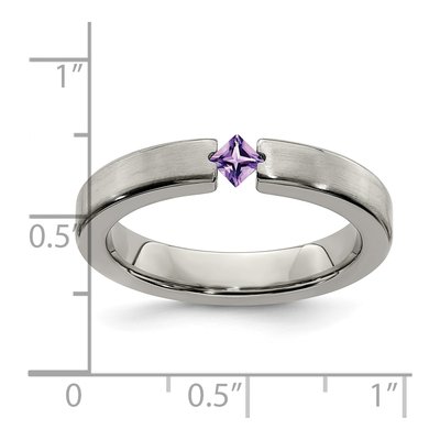 Titanium Amethyst Wedding Band – view 8