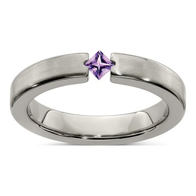 Titanium Amethyst Wedding Band