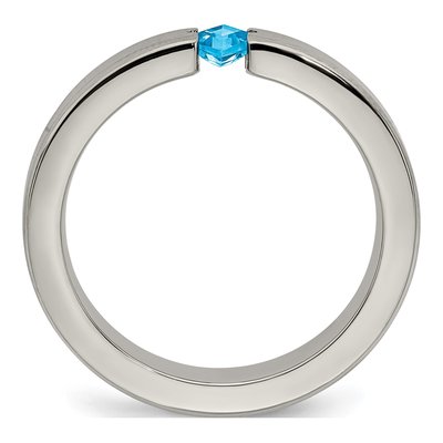 Titanium Swiss Blue Topaz Wedding Band – view 2