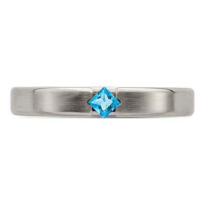 Titanium Swiss Blue Topaz Wedding Band – view 4