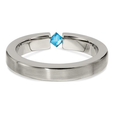 Titanium Swiss Blue Topaz Wedding Band – view 5