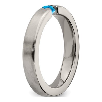 Titanium Swiss Blue Topaz Wedding Band – view 6