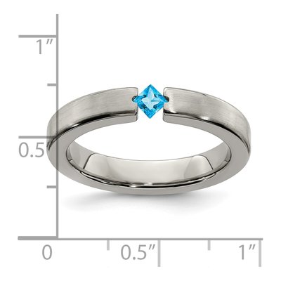 Titanium Swiss Blue Topaz Wedding Band – view 8
