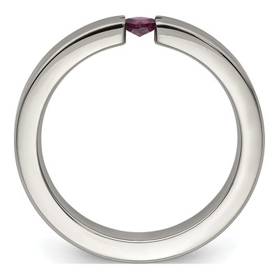 Titanium Rhodolite Garnet Tension-Set Square Wedding Band – view 3