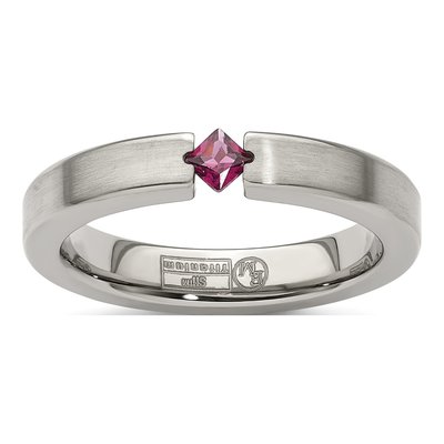 Titanium Rhodolite Garnet Tension-Set Square Wedding Band