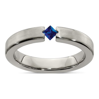 Titanium Sapphire Wedding Band