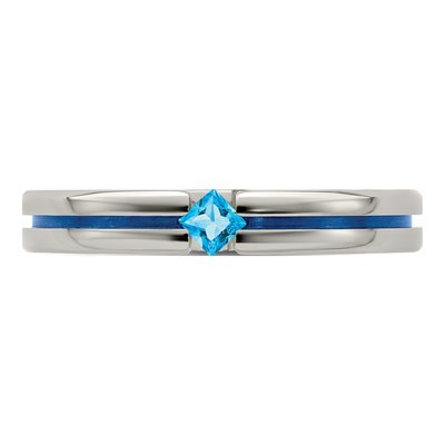 Titanium Sky Blue Topaz Wedding Band – view 4