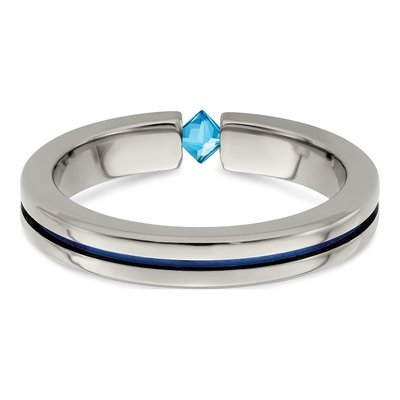 Titanium Sky Blue Topaz Wedding Band – view 6