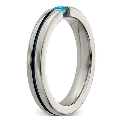 Titanium Sky Blue Topaz Wedding Band – view 7