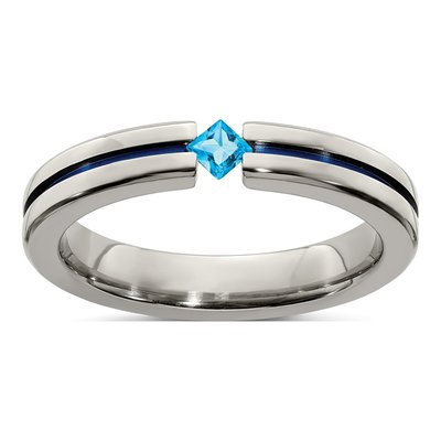 Titanium Sky Blue Topaz Wedding Band