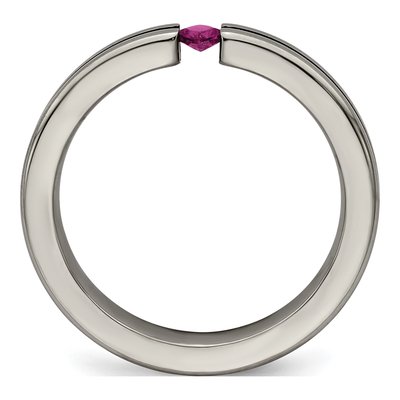 Titanium Rhodolite Garnet Anodized Wedding Band – view 2