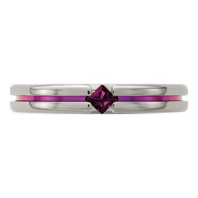 Titanium Rhodolite Garnet Anodized Wedding Band – view 4