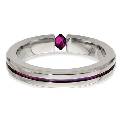 Titanium Rhodolite Garnet Anodized Wedding Band – view 5