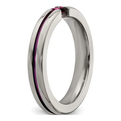 Titanium Rhodolite Garnet Anodized Wedding Band – view 6