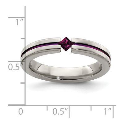 Titanium Rhodolite Garnet Anodized Wedding Band – view 8
