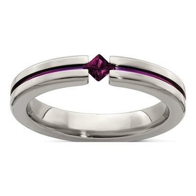 Titanium Rhodolite Garnet Anodized Wedding Band