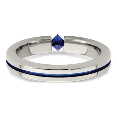 Titanium Sapphire Anodized Wedding Band – view 5