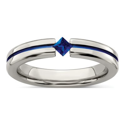 Titanium Sapphire Anodized Wedding Band