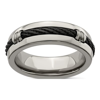Titanium 7mm Cable Wedding Band