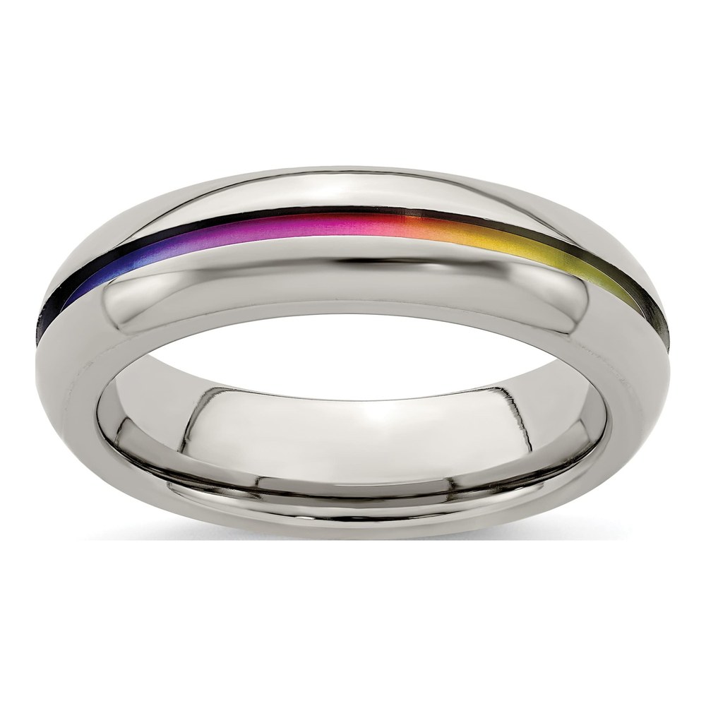 Edward Mirell Titanium Rainbow Anodized Center Polished 6mm Band