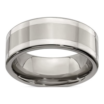 Titanium & Sterling Silver 9mm Wedding Band