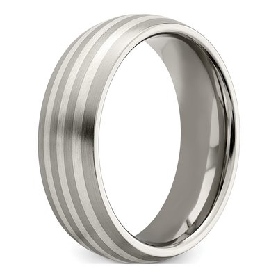 Titanium & Sterling Silver 7mm Inlay Wedding Band – view 5
