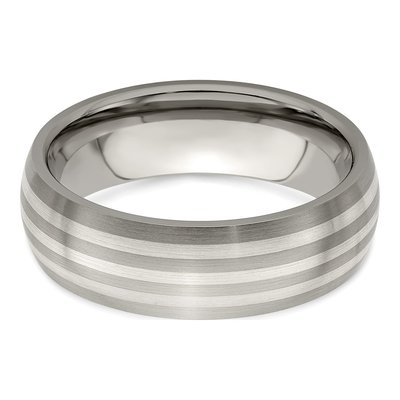 Titanium & Sterling Silver 7mm Inlay Wedding Band – view 6