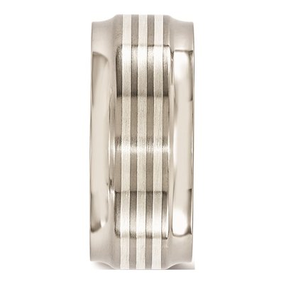 Men's Titanium & Sterling Silver 9mm Beveled Wedding Band – view 3