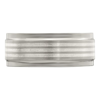 Men's Titanium & Sterling Silver 9mm Beveled Wedding Band – view 4