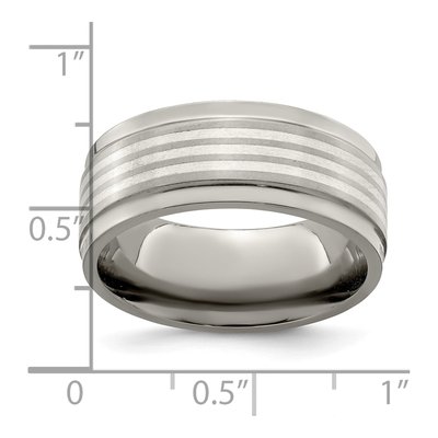 Men's Titanium & Sterling Silver 9mm Beveled Wedding Band – view 8